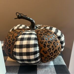 Plaid and Leopard Fabric Pumpkin Decor